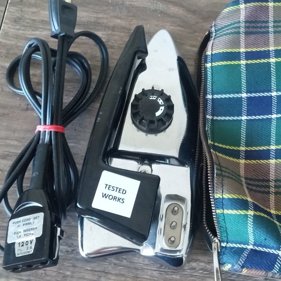 Vintage Universal Folding Handle Travel Iron With Storage Pouch Made In France - Picture 1 of 5
